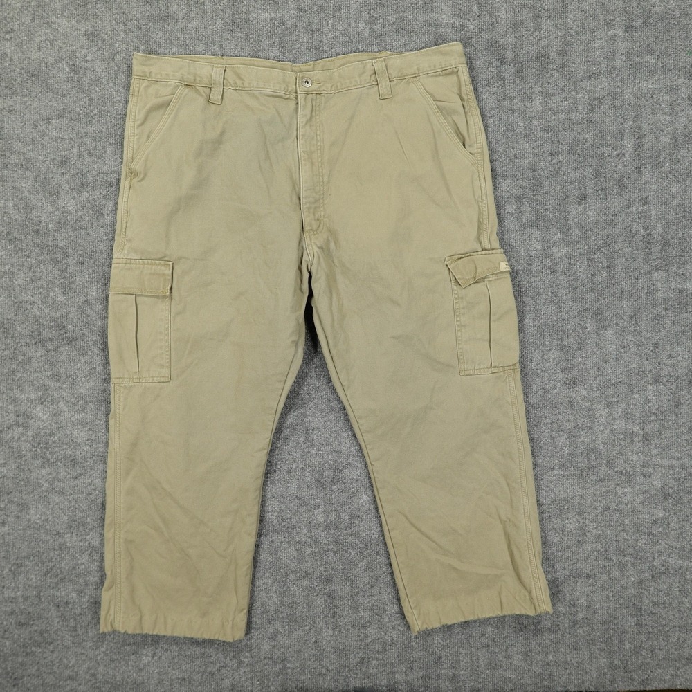 Wrangler Cargo Pants Mens 42x30 Tan Fleece Lined Relaxed Fit Cotton Outdoor